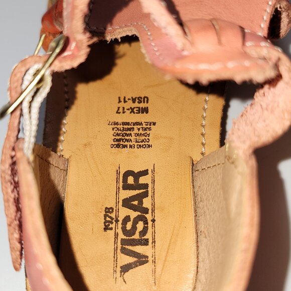 Huaraches Mexican Handmade Little Girls Embroidered Leather Sandals US 11 MX 17 - Picture 5 of 5